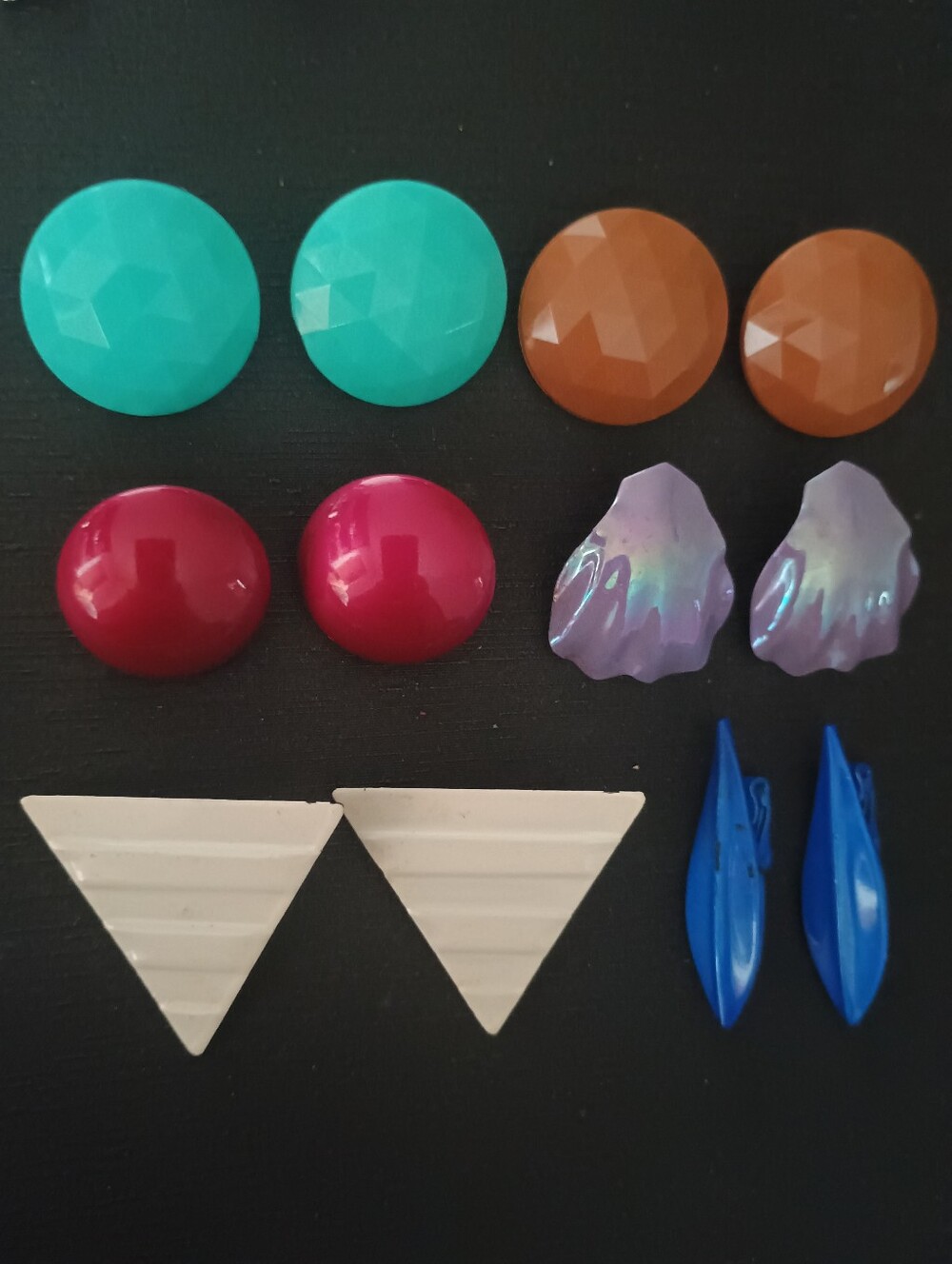 Vintage Lucite And Metal  - Turquoise, Brown, Pink, Purple, White, Blue Clip On